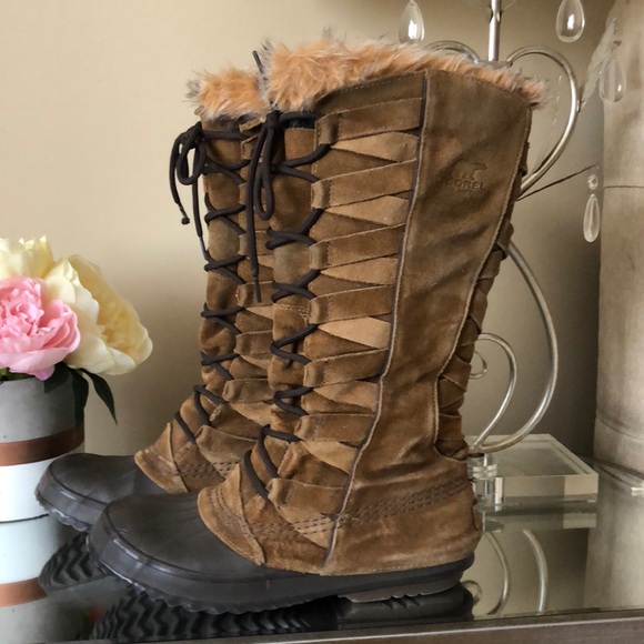 SOREL Cate Of Alexandria Brown Suede Winter Boots - Picture 1 of 11